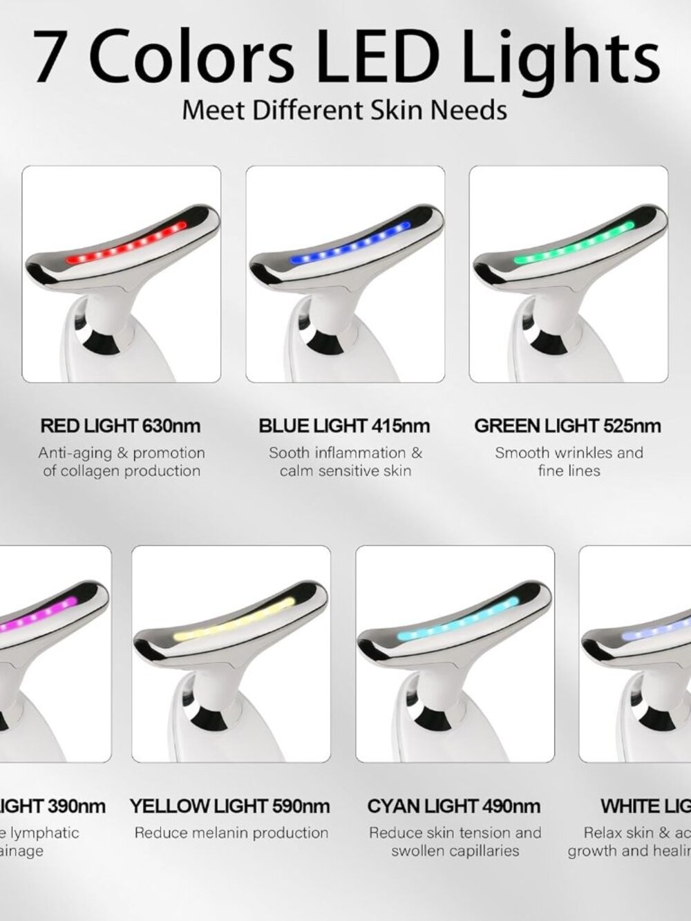 Red Light Therapy for Face, 7 Color LED Facial Light Therapy Wand for Skin Care - Picture 5 of 9